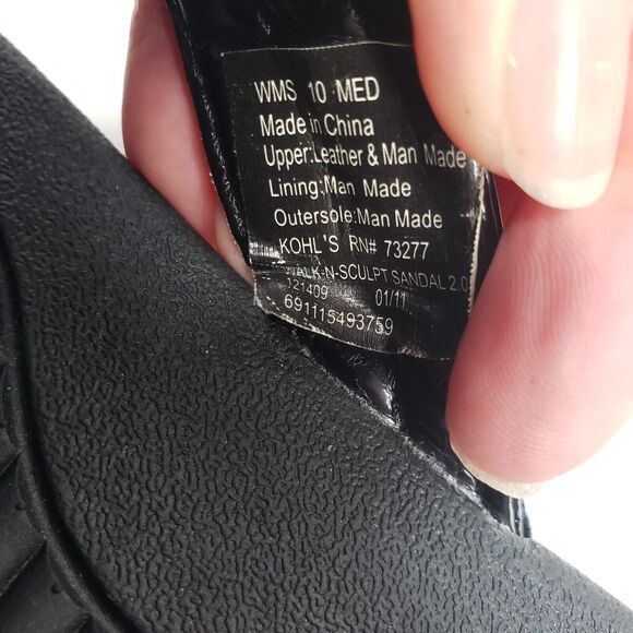 Fila Flip Flop Sandals Women 10 Black Chunky Casual Vacation Walk-N-Sculpt Beach - Picture 5 of 14